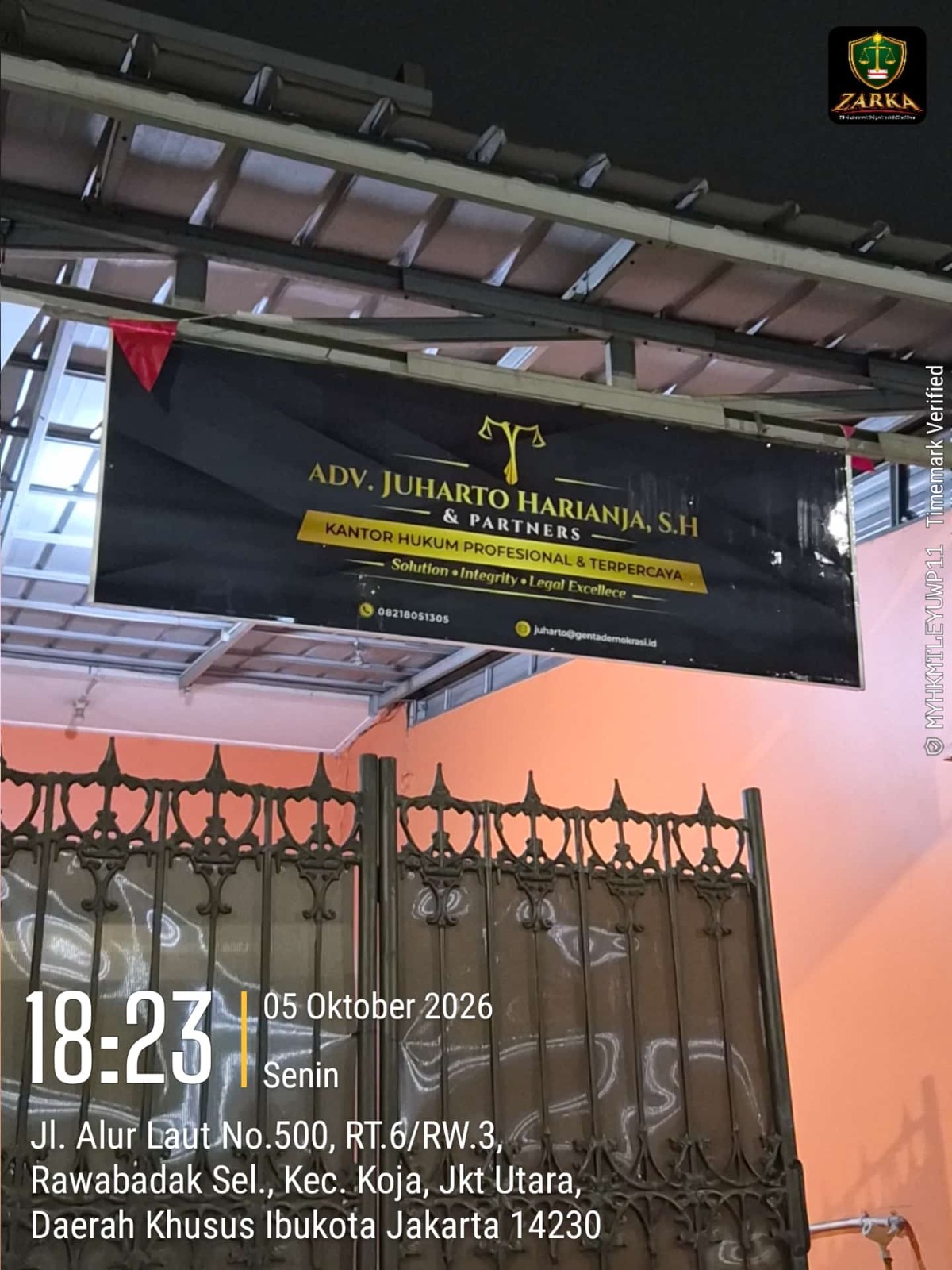 Kantor Hukum Adv. Juharto Harianja, S.H & Partners Di Kawasan Koja, Jakarta Utara.